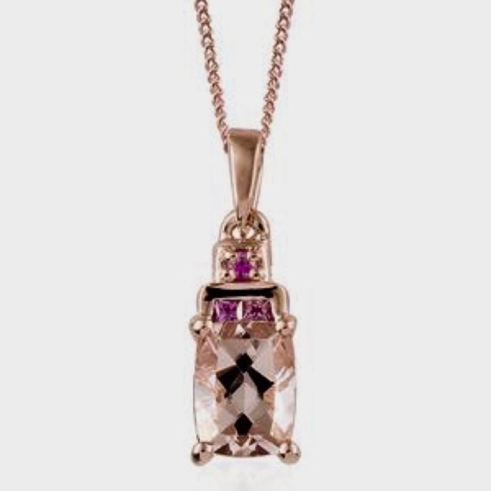 NWT Genuine morganite with pink sapphire necklace.